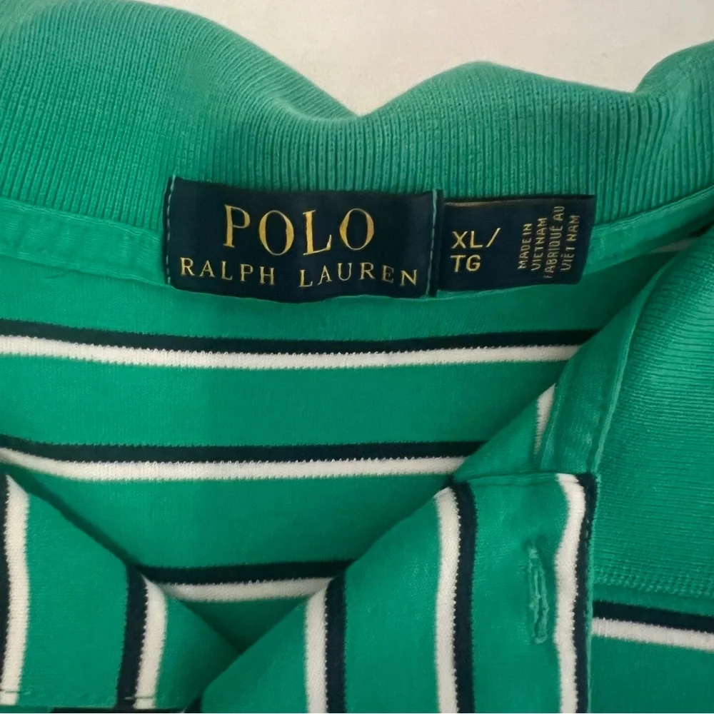Polo Ralph Lauren Green Striped Performance Polo Shirt Men’s XL Golf Preppy